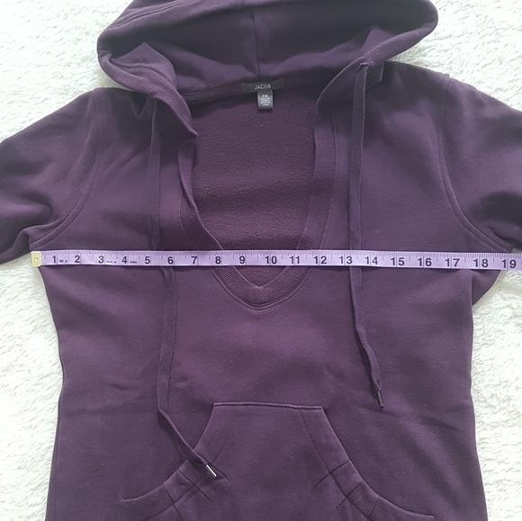 Jacob eggplant purple hoodie with deep V neck size S - Picture 7 of 8